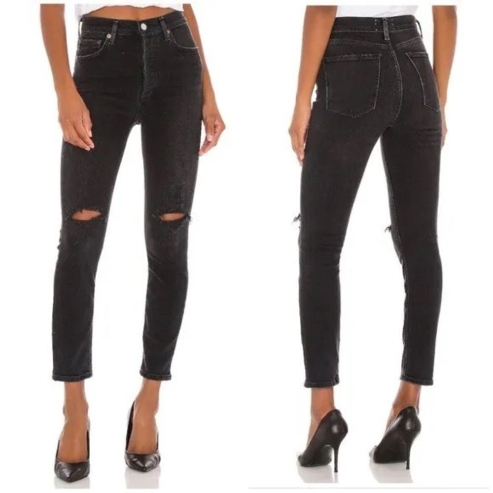 AGOLDE Nico High Rise Slim Jeans in Cassette Black SZ 23